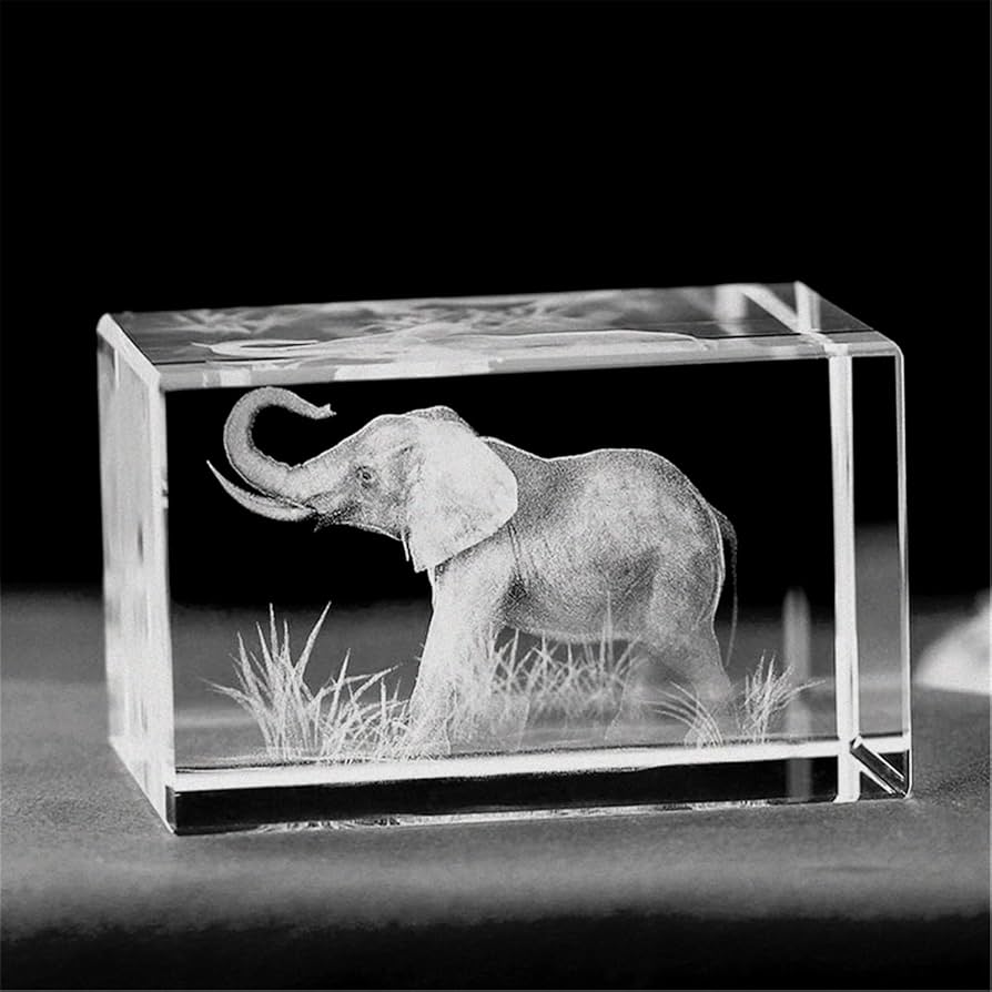 Amazon.com: Elephant GIFTS/3d Laser Etched Crystal Art of